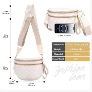 Cream Checkered Women's Bag